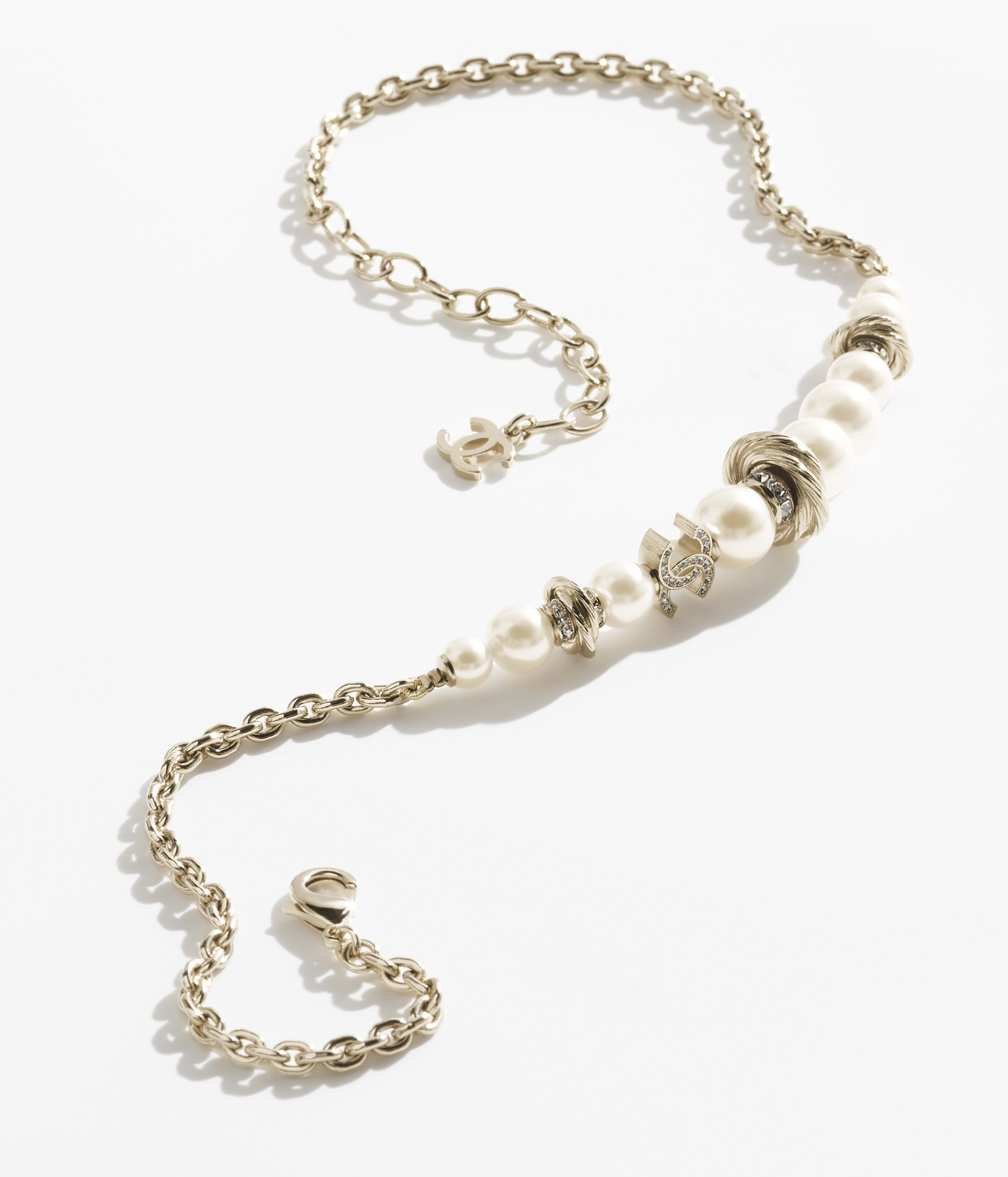 Collar - Dorado, blanco nacarado y cristal - Metal, perlas de cristal y strass - vista artística 2